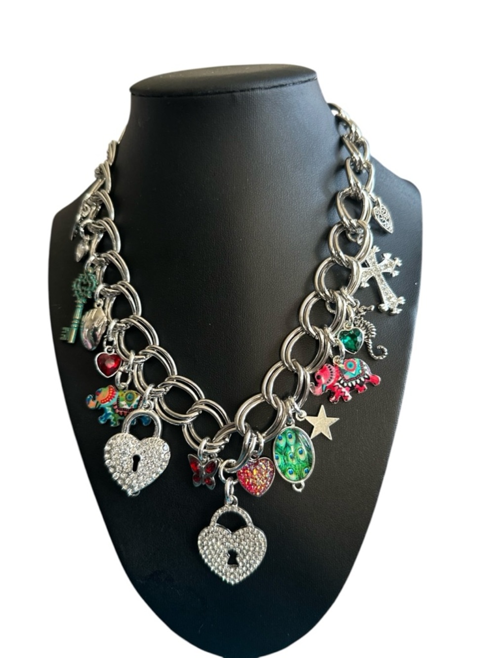 Statement Charm Necklace – 90s Retro Bead Soup Vibe - Picture 7 of 7
